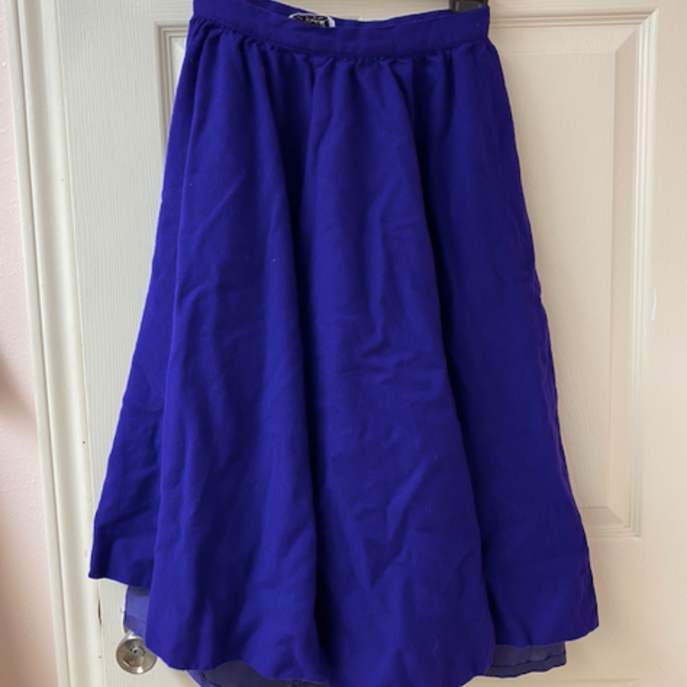 Vintage Lanz Originals Flare royal purple wool midi skirt with pockets